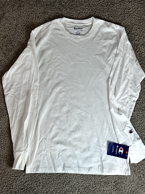 #ad Champion Basic Long Sleeve Shirt Men’s Size Medium White NEW w Tags $7.20