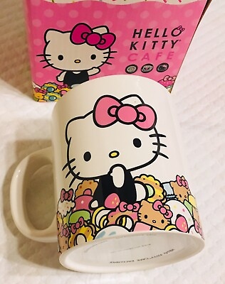 #ad Adorable Sanrio Hello Kitty Cafe Ceramic Mug Exclusive Collectors New In Box $60.00
