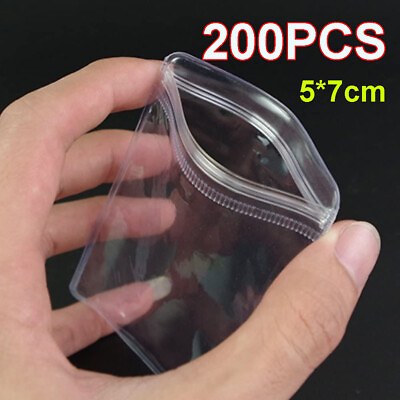 #ad 200X Plastic Clear PVC Coin Bag Case 70x50mm Wallets Storage Cover Envelopes US $16.39