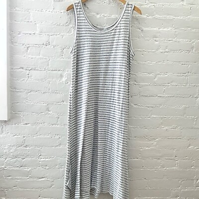 #ad Cut Loose Women#x27;s Striped Maxi Dress Large Cotton Linen Long A line Stripe BB2 $30.23