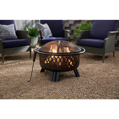 #ad Outdoor Fire Pit Wood Burning Steel Backyard Patio Fireplace Heater Grill 30 In $185.57