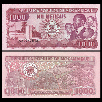 #ad Mozambique 1000 Meticai 1989 P 132c UNC $1.69