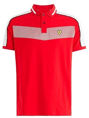 #ad Scuderia Ferrari Men’s Red Two Toned Polo Shirt Sz L OFFICIAL FERRARI Product $45.00