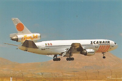 #ad Airline Postcards SCANAIR Airlines DC 10 SE DHT C N 47833 $5.09