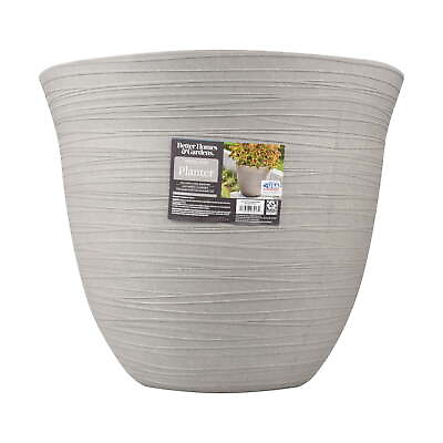 #ad Terrence 19quot; Wide Round Resin Planter Cement Color $26.92