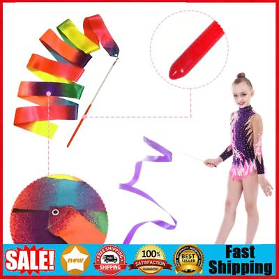 #ad 2m Colorful Gym Ribbons Metal Eyelet Toy Ribbon Ballet Streamer for Talent Shows $5.99