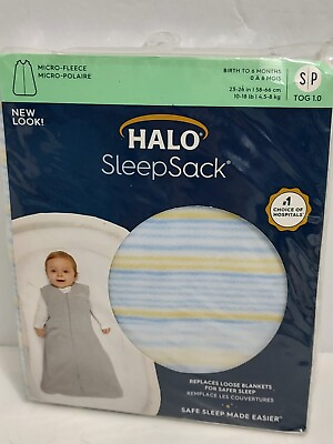 #ad HALO SleepSack Wearable Blanket Micro Fleece 0 6 Months Baby Striped TOG 1.0 $19.99