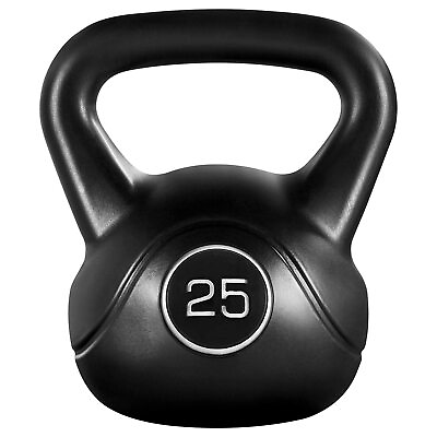 #ad 25lbs Kettlebell Weight w HDPE Coated amp; Wide Flat Base Kettle Bell Weights w... $52.53