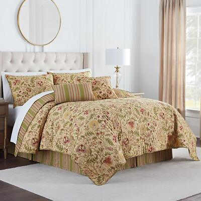 #ad Waverly Bedding Sets Cotton Floral Bed Skirt QuiltSham Antique King 4 Pcs $198.20