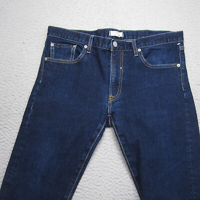 #ad Uniqlo Jeans Mens 35x30 Blue Japanese Kaihara Selvedge Denim Slim Straight $27.99