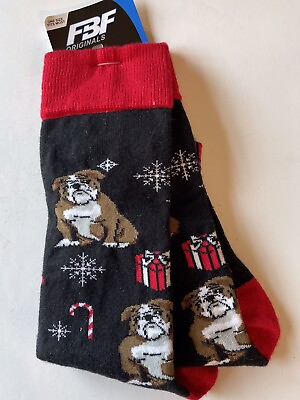 #ad New Bulldog Holly Dog Christmas Socks One Size Fits Most Adults Mens Womens $8.99
