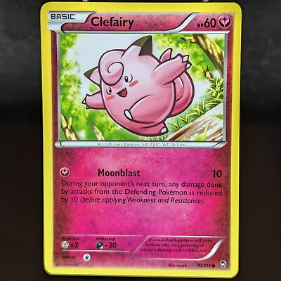 #ad Clefairy 70 111 LP NM XY Furious Fists Pokemon Card happy forest cute fairy pink $3.98