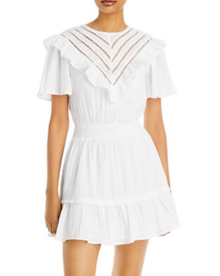 #ad Aqua Cotton Ruffled Mini Dress MSRP $98 Size L # 7A 1462 NEW $12.55