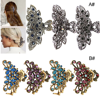 #ad Rhinestone Crystal Metal Hair Claw Jaw Clips Pins Hair Barrette for Thick Hair $9.89