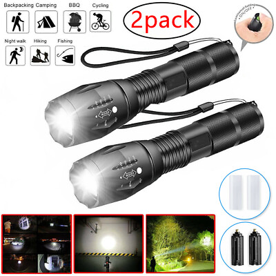 #ad Super Bright 90000LM LED Tactical Military LED Flashlight Torch 5 Modes Zoomable $7.29