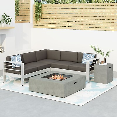 #ad Crested Bay V shape Outdoor Fire Table Sofa Set $1942.24