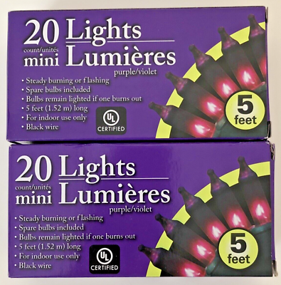#ad Greenbrier Halloween Purple Mini String Lights 5 Feet Mardi Gras Lot of 2 $9.99