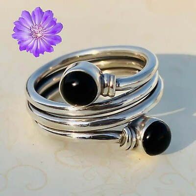 #ad Black Onyx Gemstone 925 Silver Ring Handmade Jewelry Ring All Size $9.19