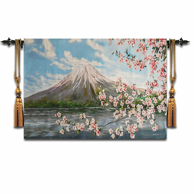 #ad Modern home background wall blanket Japanese fresh tapestry painting Mount Fuji $119.96