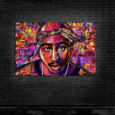 #ad NEW Tupac Shakur quot;My Blockquot; Original Painting by MEMENTOquot; BIG 40x26 Canvas Print $159.95