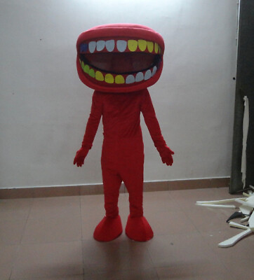 #ad Halloween Cartoon Red Big Mouth Mascot Costume Party Holiday Special Clothing $359.54