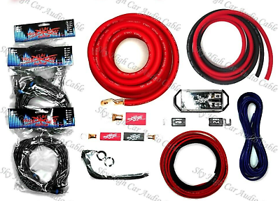 #ad Sky High Car Audio Red 1 0 AWG OFC to Dual 4 Gauge OFC Complete Amp Kit Split $174.95