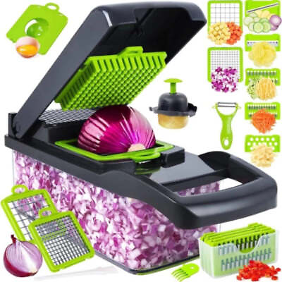 #ad 14 16 in 1 Multifunctional Vegetable Chopper Slicer Shredder with Basket Fruit S AU $26.99
