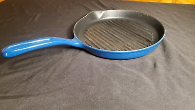 #ad Vintage COPCO 105 Cast Iron 9quot; Round Blue Enameled Skillet Grill Pan DENMARK $37.99