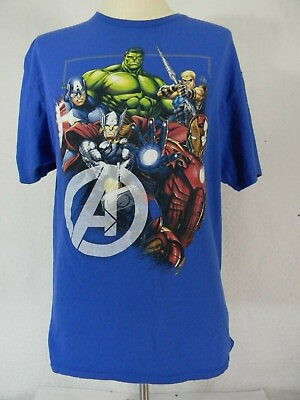 #ad Marvel Comics Avengers Shirt Adult Mens XL Extra Large Blue Hulk Captain America $13.25