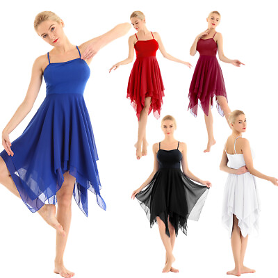 #ad Women#x27;s Lyrical Dance Dress Ballet Chiffon Skirt Ballroom Dancewear Costumes GBP 5.35