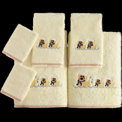 #ad Kids Embroidered Turkish Cotton Towel Set of 6 2xBath 2xHand 2xWashcloths $35.00