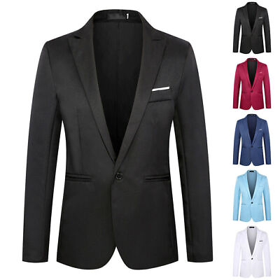 Men Formal Business Suit Office Wedding Blazer Coat Lapel One Button Jacket Tops $20.51