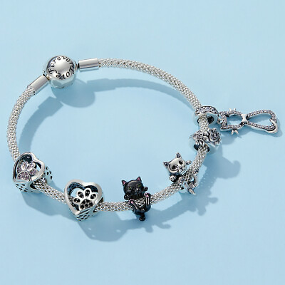 #ad European 925 Silver CZ Charm Beads Pendant Fit sterling Bracelet Necklaces Chain $7.89