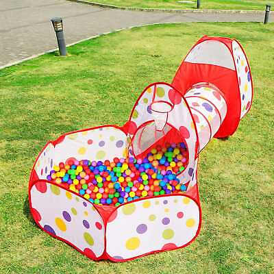 #ad Portable 3 in 1 Kids Indoor Outdoor Play Tent Crawl Tunnel Set Ball Pit Tent US $34.99