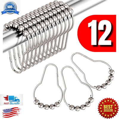 #ad #ad Shower Curtain Hooks Rings Stainless Steel Set of 12 Polished Non Magnetic New $3.75