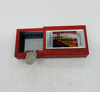 #ad Rare Portable Sliding Ashtray Cigarette Holder San Francisco Bay Bridge Art 16 $20.22