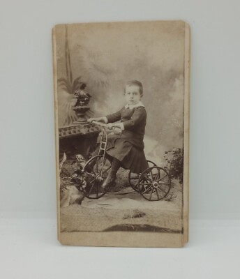 #ad 1890s Girl On Tricycle. Hammer Photo. St. Louis Mo. 5x7 Cabinet Photo $30.00