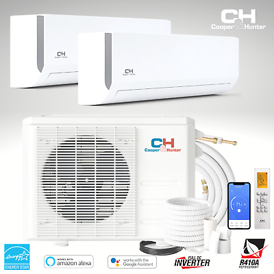 #ad 18000 BTU 230V Dual 2 Zone Mini Split Heat Pump Air Conditioner 22.5 SEER $2086.00