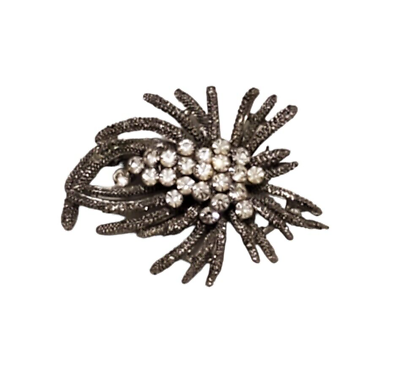 #ad Vtg Brooch Pin Estate Statement Piece Costume Rhinestone Jewelry Bling Silver $35.19