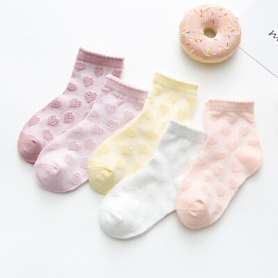 #ad 5 Pairs Baby Newborn Girl Toddler Antibecterial Lovely HeartBreathable Socks GBP 5.99