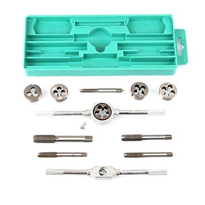 #ad 12PCS Metric Tap and Die Set High Carbon Steel Tap Wrench Hand Tool Threading AU $110.25