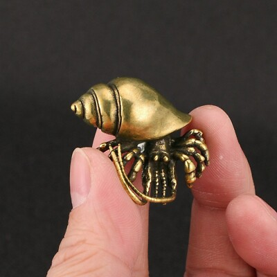 #ad Brass Hermit Crab Figurine Sea Miniature Vintage Animal Statue Ornament Craft $9.99