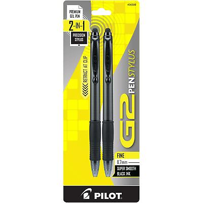 #ad PILOT G2 Pen Stylus Fine Black Ink with Gray Barrel 2 Pack 34309 $13.89
