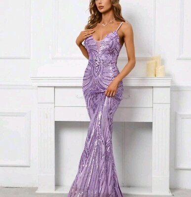 #ad Purple Sequined Formal Gown $299.00