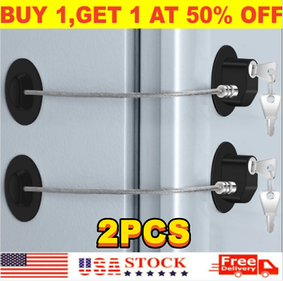 #ad 2 Pack Fridge Lock Freezer Lock with 4 Key for Child Safety Refrigerator Locks $1.99