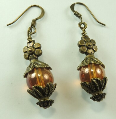 #ad Glass Sphere Earrings amp; Flower Handmade Statement Jewelry $6.99