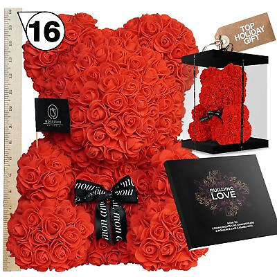 #ad Large 16 Inch Rose Bear Flower Teddy Bear Gift Set Luxury Rose Bear Han... $104.89