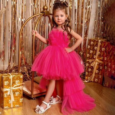 #ad Baby Girl Dresses Princess Bow Party Wedding Birthday Bridesmaid Dress Gown $72.12