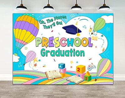 #ad 7×5ft Preschool Graduation Backdrop for Kids Class of 2024 Congrats Graduate ... $27.26