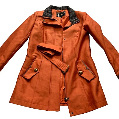 #ad Sam Edelman Orange Fall Coat Belted Size XS $49.95